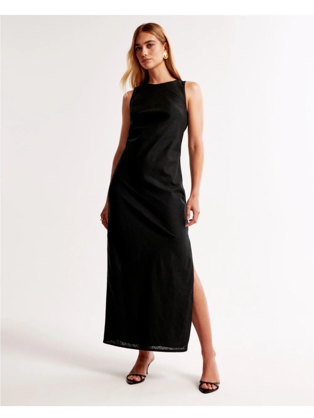 NWT Abercrombie High-Neck Linen-Blend Maxi Dress